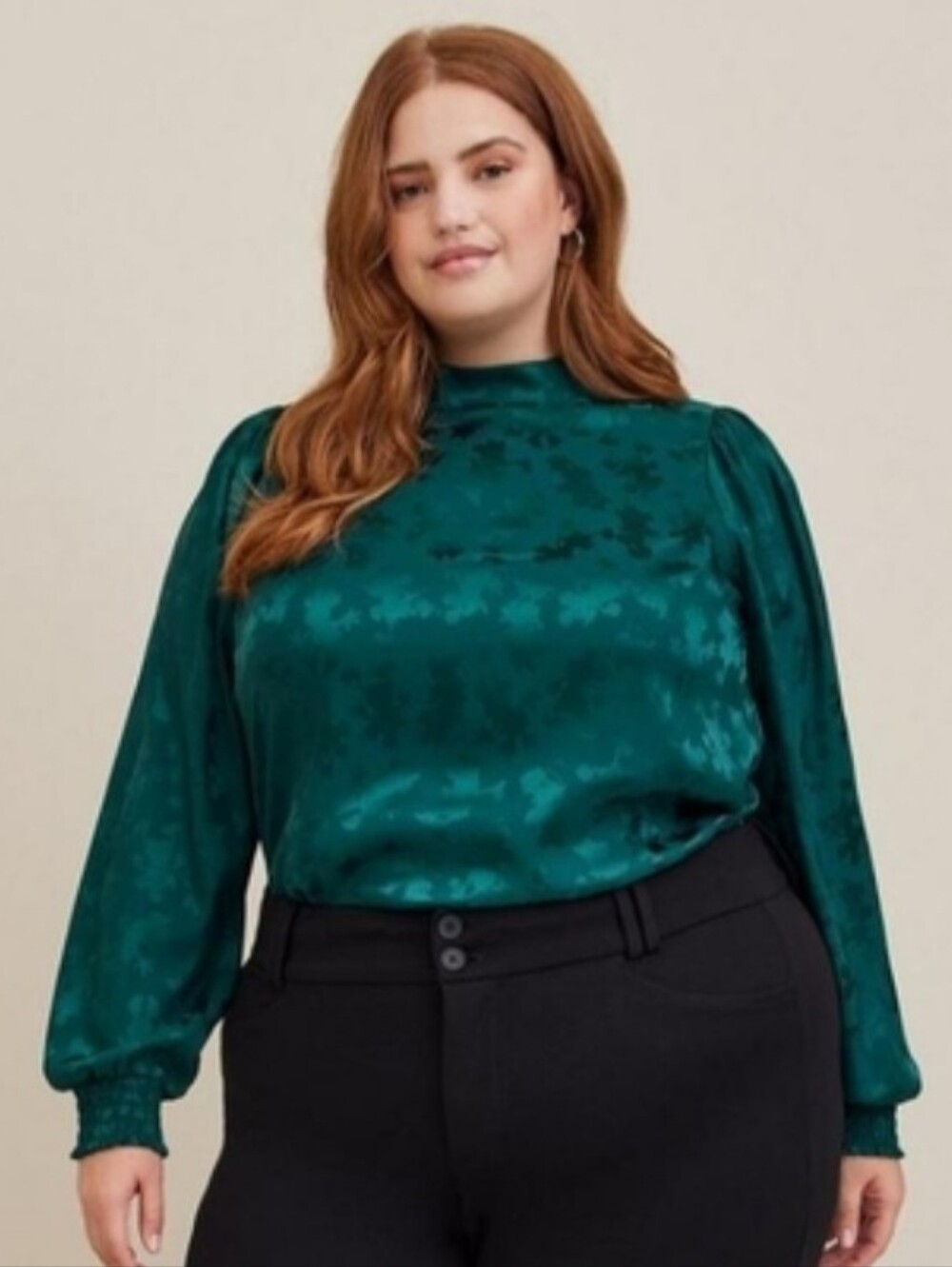 Torrid Disney Mickey Minnie Emerald Jacquard Puff Sleeve Blouse 2X